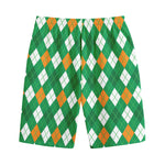 Saint Patrick's Day Argyle Pattern Print Cotton Shorts