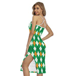 Saint Patrick's Day Argyle Pattern Print Cross Back Cami Dress