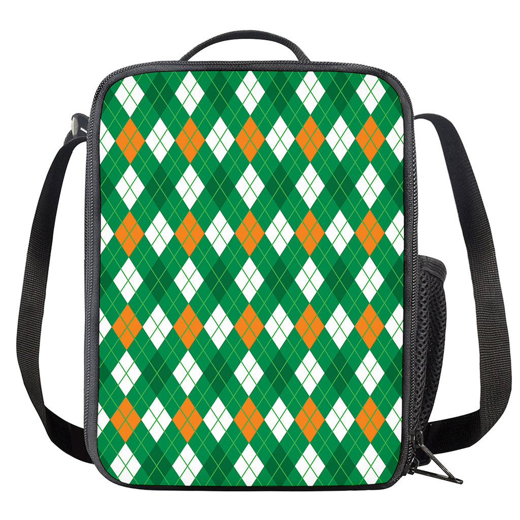 Saint Patrick's Day Argyle Pattern Print Crossbody Lunch Bag