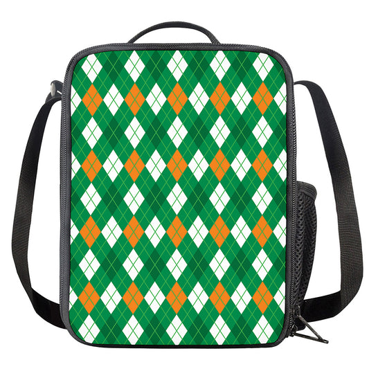 Saint Patrick's Day Argyle Pattern Print Crossbody Lunch Bag