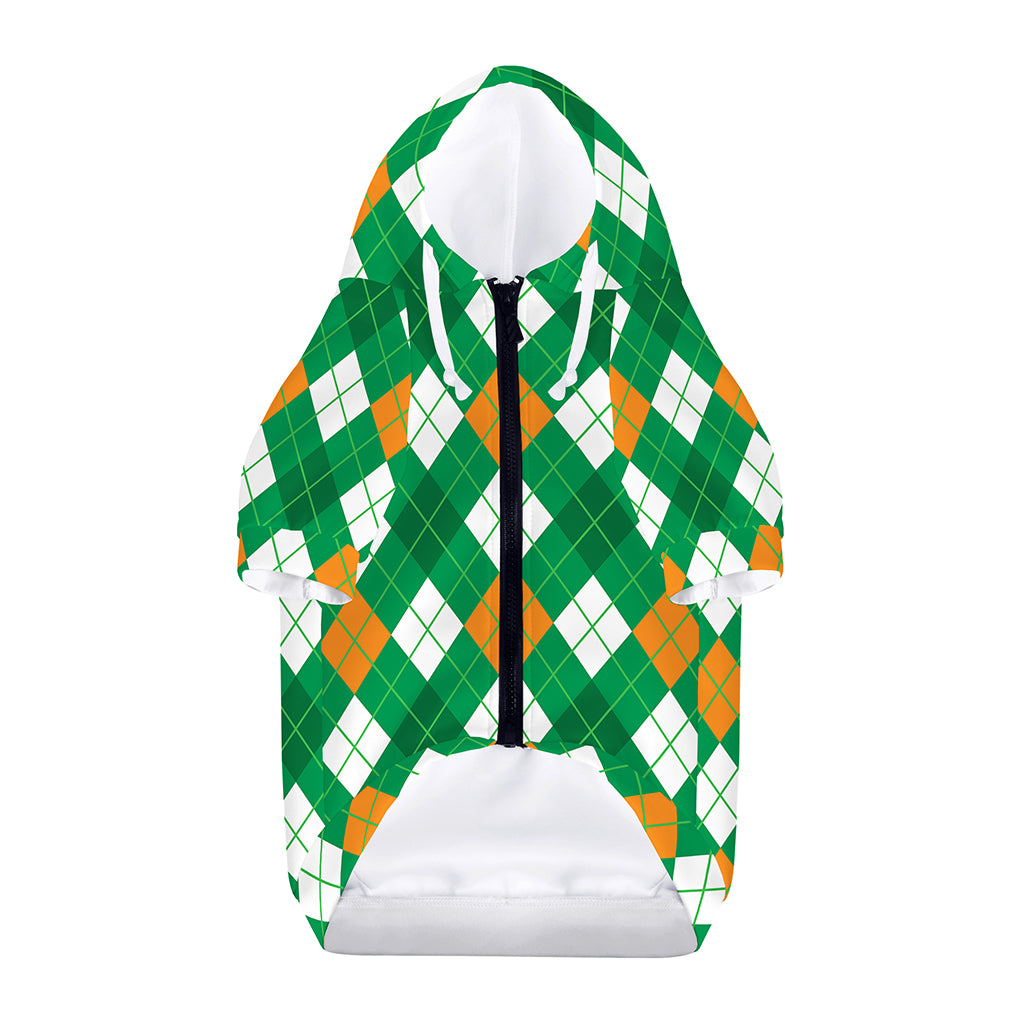 Saint Patrick's Day Argyle Pattern Print Dog Zip Up Hoodie