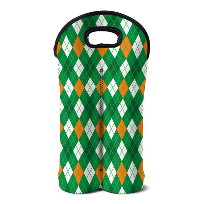 Saint Patrick's Day Argyle Pattern Print Double Neoprene Wine Tote