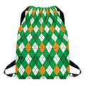 Saint Patrick's Day Argyle Pattern Print Drawstring Backpack