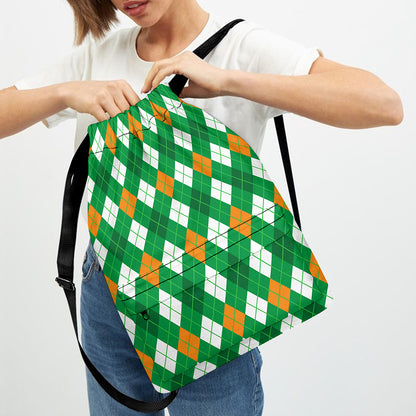 Saint Patrick's Day Argyle Pattern Print Drawstring Backpack