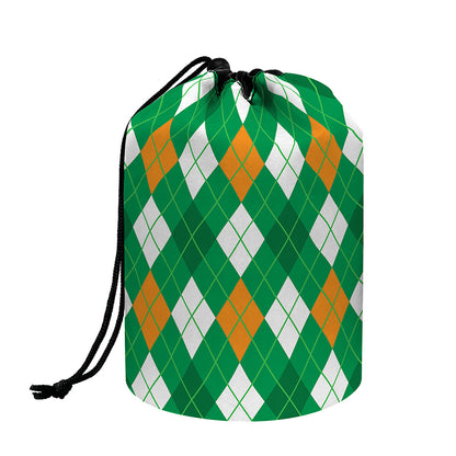 Saint Patrick's Day Argyle Pattern Print Drawstring Makeup Bag