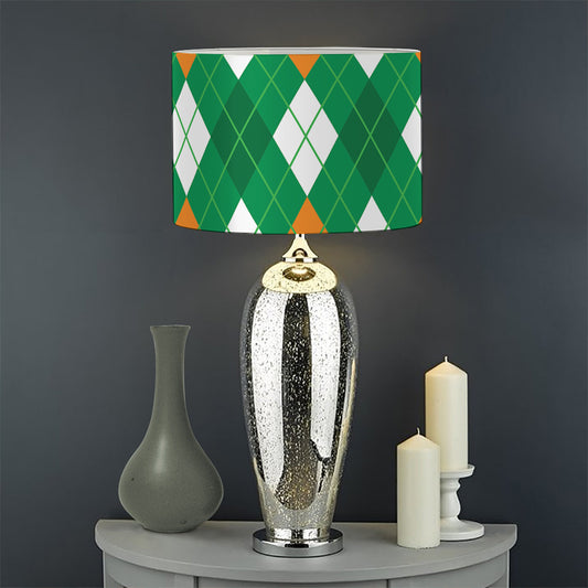 Saint Patrick's Day Argyle Pattern Print Drum Lamp Shade