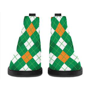 Saint Patrick's Day Argyle Pattern Print Flat Ankle Boots