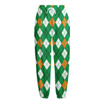 Saint Patrick's Day Argyle Pattern Print Fleece Lined Knit Pants