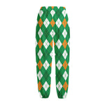 Saint Patrick's Day Argyle Pattern Print Fleece Lined Knit Pants