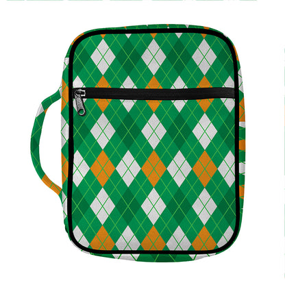 Saint Patrick's Day Argyle Pattern Print Front Pocket Bible Bag