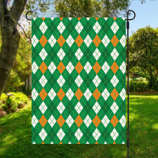 Saint Patrick's Day Argyle Pattern Print Garden Flag