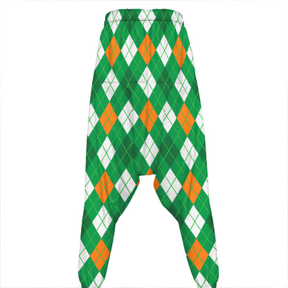 Saint Patrick's Day Argyle Pattern Print Hammer Pants
