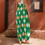 Saint Patrick's Day Argyle Pattern Print Harem Pants