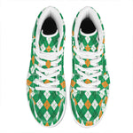 Saint Patrick's Day Argyle Pattern Print High Top Leather Sneakers