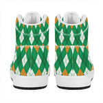Saint Patrick's Day Argyle Pattern Print High Top Leather Sneakers