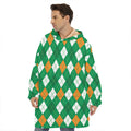 Saint Patrick's Day Argyle Pattern Print Hoodie Blanket