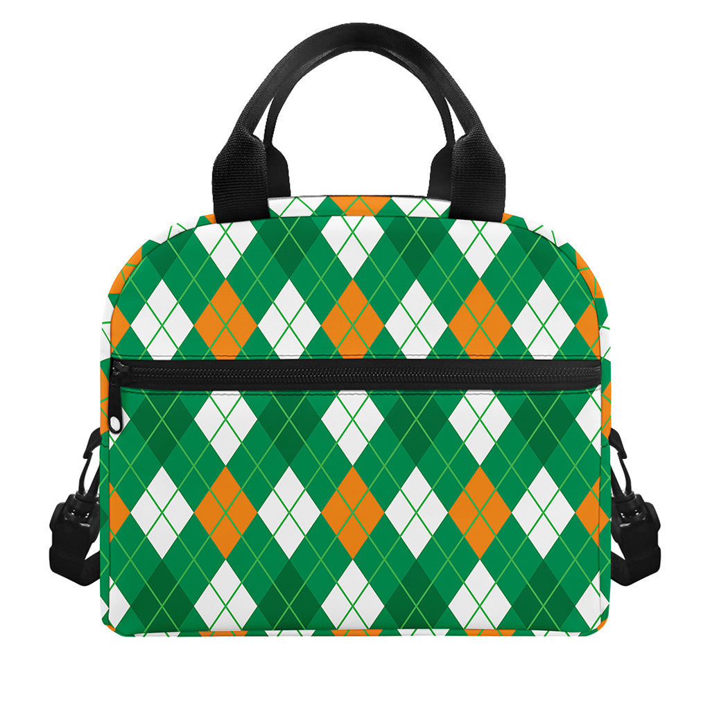 Saint Patrick's Day Argyle Pattern Print Insulated Lunch Bag