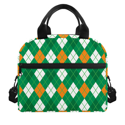Saint Patrick's Day Argyle Pattern Print Insulated Lunch Bag