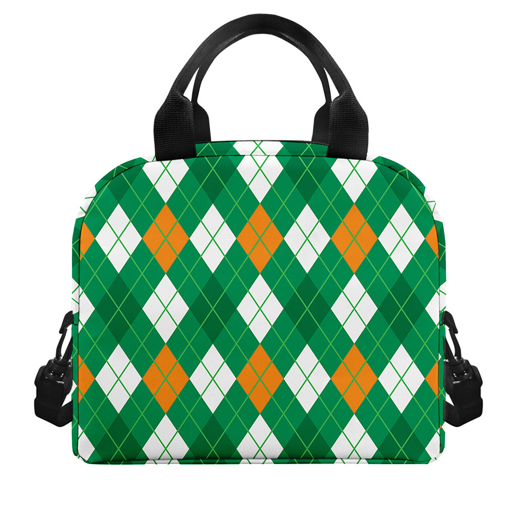 Saint Patrick's Day Argyle Pattern Print Insulated Lunch Bag