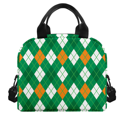 Saint Patrick's Day Argyle Pattern Print Insulated Lunch Bag