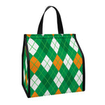 Saint Patrick's Day Argyle Pattern Print Insulated Lunch Tote