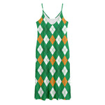 Saint Patrick's Day Argyle Pattern Print Jersey Midi Cami Dress