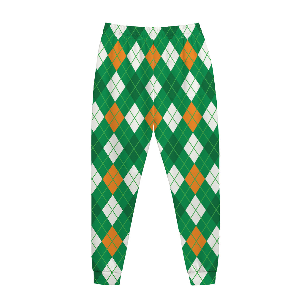 Saint Patrick's Day Argyle Pattern Print Jogger Pants