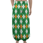Saint Patrick's Day Argyle Pattern Print Lantern Pants
