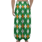Saint Patrick's Day Argyle Pattern Print Lantern Pants