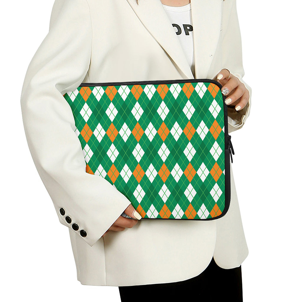 Saint Patrick's Day Argyle Pattern Print Laptop Sleeve