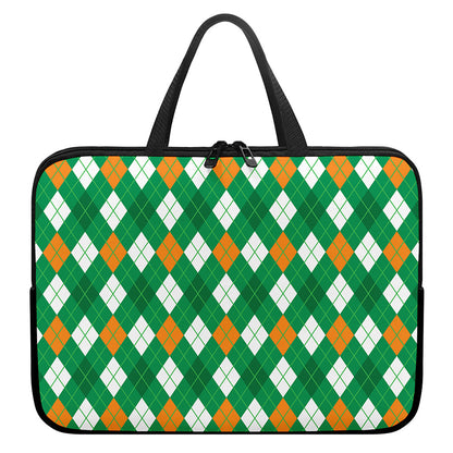 Saint Patrick's Day Argyle Pattern Print Laptop Sleeve With Handle
