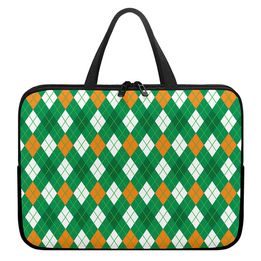 Saint Patrick's Day Argyle Pattern Print Laptop Sleeve With Handle