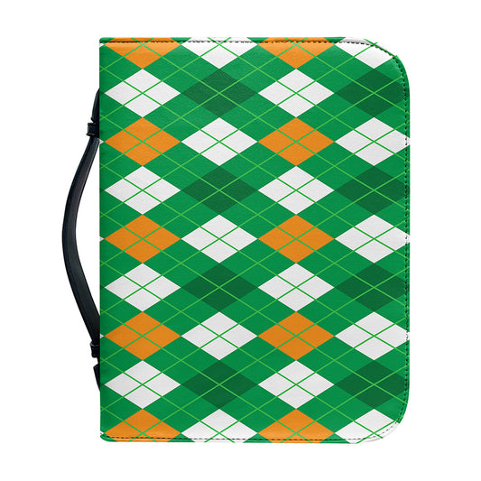Saint Patrick's Day Argyle Pattern Print Leather Bible Cover
