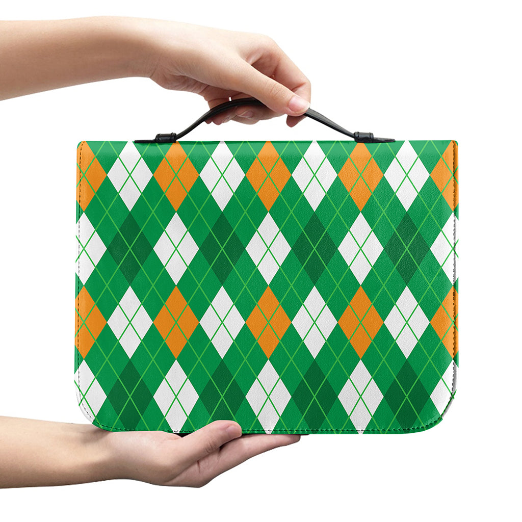 Saint Patrick's Day Argyle Pattern Print Leather Bible Cover