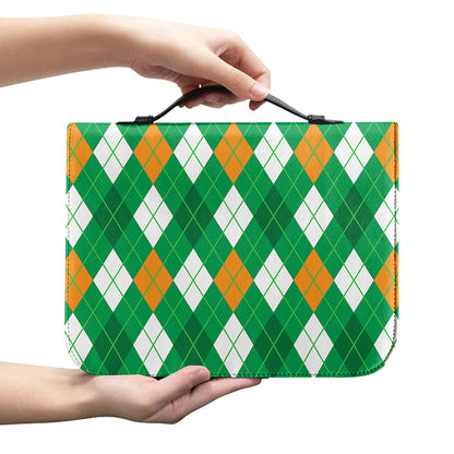 Saint Patrick's Day Argyle Pattern Print Leather Bible Cover