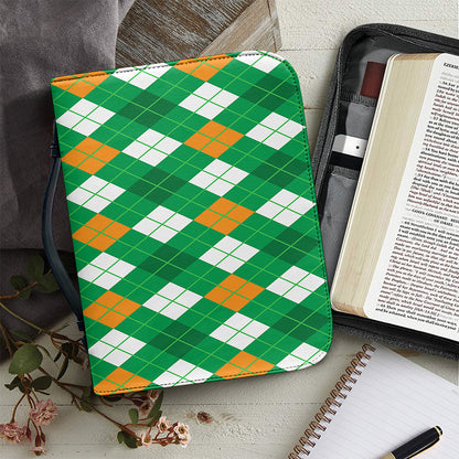 Saint Patrick's Day Argyle Pattern Print Leather Bible Cover