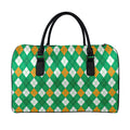 Saint Patrick's Day Argyle Pattern Print Leather Duffel Bag