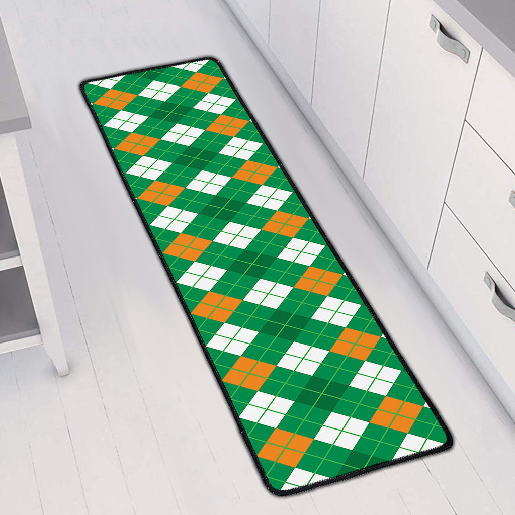 Saint Patrick's Day Argyle Pattern Print Long Kitchen Mat