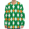 Saint Patrick's Day Argyle Pattern Print Long Sleeve Baseball Jersey