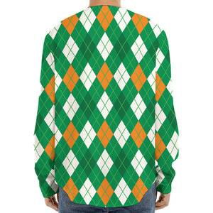 Saint Patrick's Day Argyle Pattern Print Long Sleeve Baseball Jersey