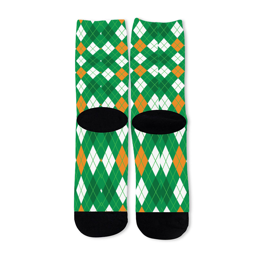 Saint Patrick's Day Argyle Pattern Print Long Socks