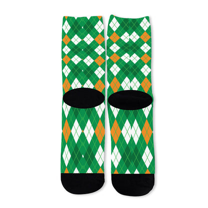 Saint Patrick's Day Argyle Pattern Print Long Socks