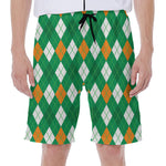 Saint Patrick's Day Argyle Pattern Print Men's Beach Shorts