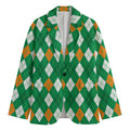 Saint Patrick's Day Argyle Pattern Print Men's Blazer