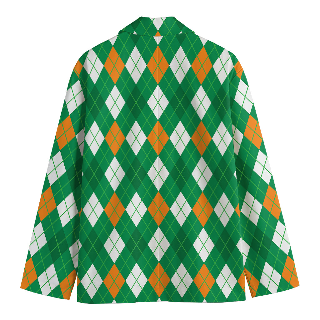 Saint Patrick's Day Argyle Pattern Print Men's Blazer