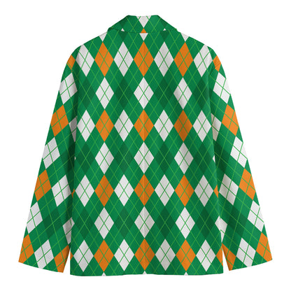Saint Patrick's Day Argyle Pattern Print Men's Blazer