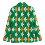 Saint Patrick's Day Argyle Pattern Print Men's Blazer