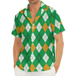 Saint Patrick's Day Argyle Pattern Print Men's Deep V-Neck Shirt