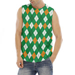Saint Patrick's Day Argyle Pattern Print Men's Fitness Tank Top