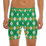 Saint Patrick's Day Argyle Pattern Print Men's Long Boxer Briefs